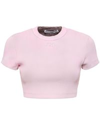 Alexander Wang - T-shirt cropped in cotone - Lyst