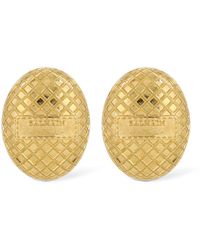 Balmain - Signature Grid Brass Earrings - Lyst