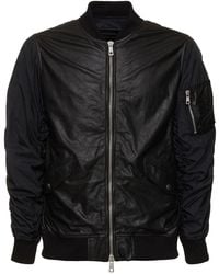 Giorgio Brato - Wrinkled Leather & Nylon Bomber Jacket - Lyst
