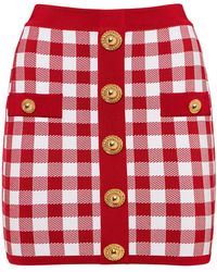 Balmain - Check Knit Mini Skirt - Lyst
