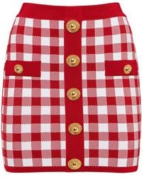 Balmain - Minirock Mit Vichy-Karomuster - Lyst