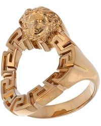 Versace - Eckiger Ring Mit Medusa Und Greek-motiv - Lyst
