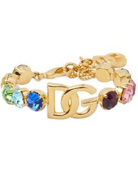 Dolce & Gabbana Armband mit Strasssteinen und DG-Logo in Mettallic Damen Schmuck Armbänder 