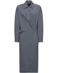 Lemaire - Straight Collar Cotton & Silk Midi Dress - Lyst