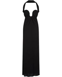 Saint Laurent - Viscose & Silk Long Dress - Lyst