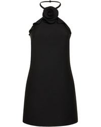 Valentino - Vestido corto de lana y seda con aplique - Lyst