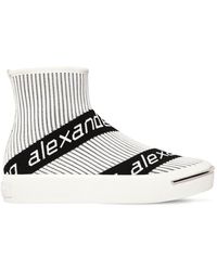 Alexander Wang 20mm Hohe Sockensneakers Aus Strick "pia" - Weiß