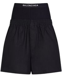 Balenciaga - Shorts hybrid in popeline di cotone - Lyst