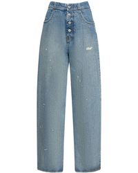 MM6 by Maison Martin Margiela - Jeans rectos de denim de algodón con cintura alta - Lyst