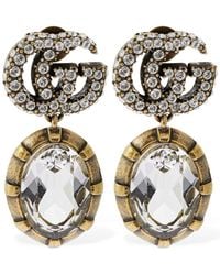 Gucci - Ohrringe mit Doppel G und Kristallen - Lyst
