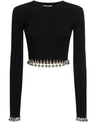 Rabanne - Embellished Wool L/S Crop Sweater - Lyst