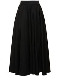 Patou - Pleated Cotton Gabardine Long Skirt - Lyst