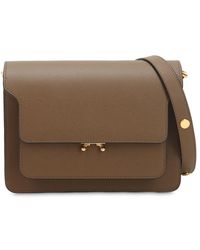Marni Medium Tasche Aus Saffianoleder "trunk" - Braun