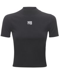 Alexander Wang T-shirt En Jersey Stretch Patch Logo - Noir