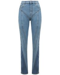 Mugler - Jeans Vita Alta In Denim Di Cotone Stretch - Lyst