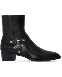 Saint Laurent Bottines "Wyatt" En Cuir Avec Harnais 40Mm - Noir