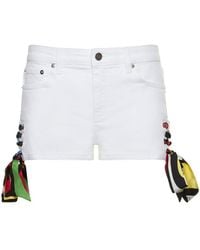 Emilio Pucci - Denim Mini Shorts W/Foulard Laces - Lyst