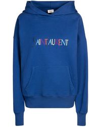 Saint Laurent - Sweat-shirt a capuche en coton a logo - Lyst