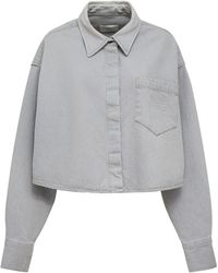 Ami Paris - Denim Cropped Cotton Shirt - Lyst