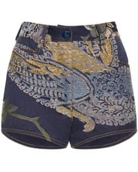 Etro - Embroidered Denim Mini Shorts - Lyst