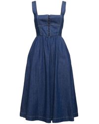 Reformation - Tagliatelle Denim Bustier Midi Dress - Lyst