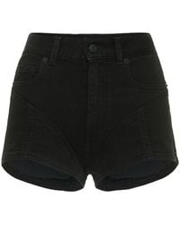 Mugler - Contrast Hi-Waist Denim & Jersey Shorts - Lyst