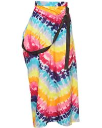 KENZO Tie Dye Printed Satin Wrap Midi Skirt - Multicolor