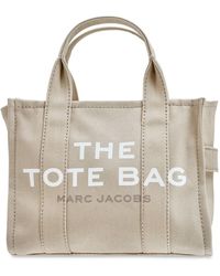 Marc Jacobs Mini Sac Cabas En Toile De Coton "traveler" - Blanc
