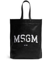MSGM - Max Logo Faux Leather Tote Bag - Lyst