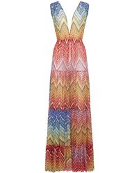 Missoni - Chevron Print Tulle Long Tiered Dress - Lyst