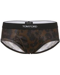 Tom Ford Slip Aus Stretch-baumwolle Mit Animalierdruck - Schwarz