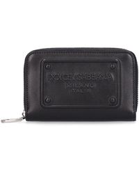 Dolce & Gabbana - Portafoglio in pelle con logo goffrato e zip - Lyst