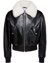 Bottega Veneta - Shearling Collar Leather Jacket - Lyst