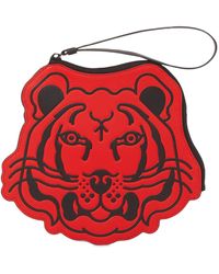 KENZO Tiger Head Leather Pouch - Красный
