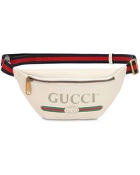 Gucci Kleine Gürteltasche Aus Leder Mit Druck - Weiß