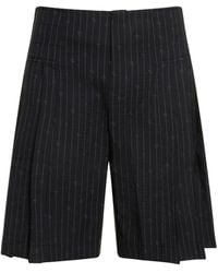 Charles Jeffrey - Pleated Pinstripe Wool Blend Shorts - Lyst