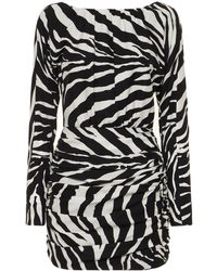 Dolce & Gabbana Zebra Printed Silk Charmeuse Mini Dress - Black