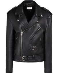 Saint Laurent - Belted Leather Zip-Up Jacket - Lyst