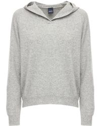 Max Mara V Neck Cashmere Knit Hoodie - Grey