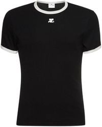 Courreges - T-shirt Mit Kontrastierendem Jersey - Lyst