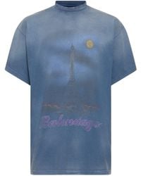 Balenciaga - T-shirt new paris moon in cotone effetto vintage - Lyst