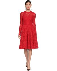 Dolce & Gabbana Vestido Midi De Falda Redonda De Encaje - Rojo