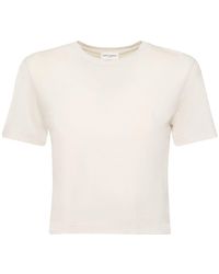 Saint Laurent - Slim Cotton Cropped T-shirt - Lyst