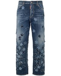 DSquared² - Boston Embroidered Wide Leg Jeans - Lyst