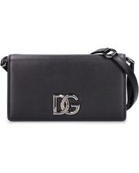 Dolce & Gabbana Sac pour téléphone en cuir à logo - Noir