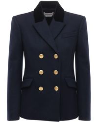 Alexander McQueen Veste En Cachemire Et Feutre De Laine - Bleu