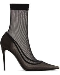 Dolce & Gabbana - Botas negras de tacón de malla - Lyst