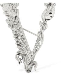 Versace V Brooch W/ Crystals - Mehrfarbig