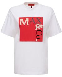 MAX&Co. Camiseta Oversize De Jersey De Algodón Estampada - Blanco