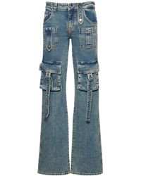 Blumarine - Denim Low Waisted Straight Cargo Jeans - Lyst